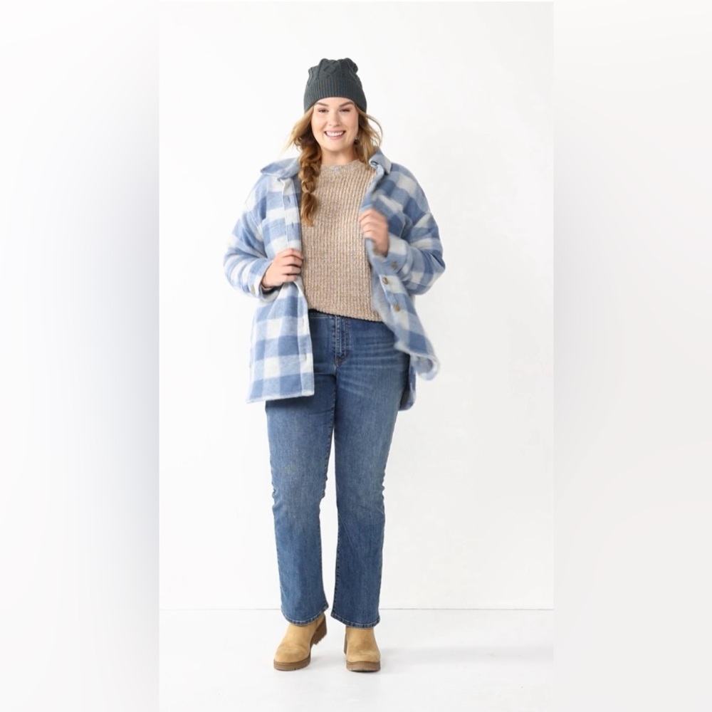 Sonoma | Goods For Life Cozy Blue Plaid Shacket - Picture 2 of 5